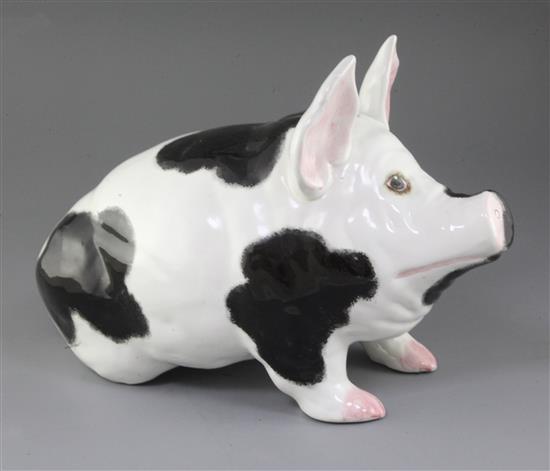 A large Wemyss pottery model of a pig, 20th century, length 43cm